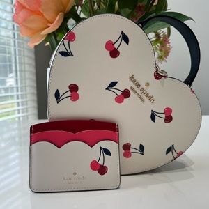 🍒Kate Spade Heart Cherry Print Cross Body And Card Holder Set🍒
